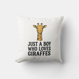 Just a Boy Who Loves Giraffes Cute Giraffe T-Shirt Throw Pillow