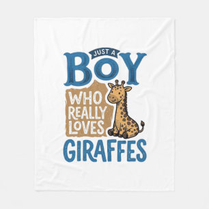 Just A Boy Who Loves Giraffes Vintage Shirt Design Fleece Blanket