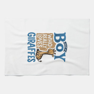 Just A Boy Who Loves Giraffes Vintage Shirt Design Kitchen Towel