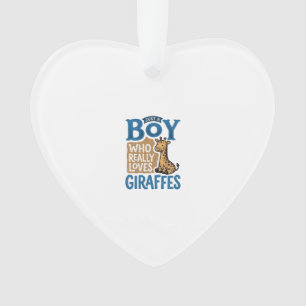 Just A Boy Who Loves Giraffes Vintage Shirt Design Ornament
