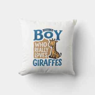 Just A Boy Who Loves Giraffes Vintage Shirt Design Throw Pillow