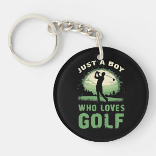 Just a Boy Who Loves Golf Club Golfer Golfing Kids Keychain