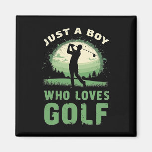 Just a Boy Who Loves Golf Club Golfer Golfing Kids Magnet
