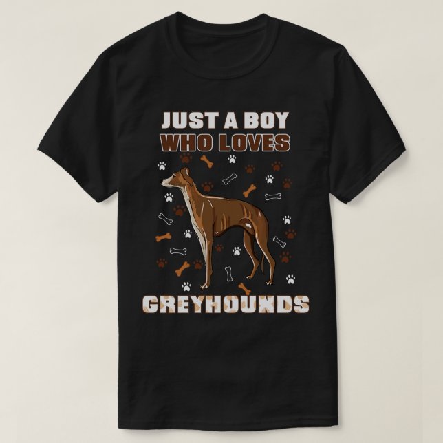 Just A Boy Who Loves Greyhounds T-Shirt (Design Front)