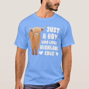 Just A Boy Who Loves Highland Cow Scottish Cattle T-Shirt