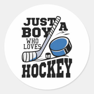 Just A Boy Who Loves Hockey Ice Hockey Lover Boys Classic Round Sticker