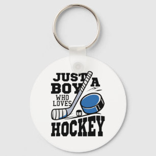 Just A Boy Who Loves Hockey Ice Hockey Lover Boys  Keychain