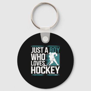 Just A Boy Who Loves Hockey  Keychain