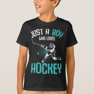Just A Boy Who Loves Hockey Player Ice Hockey Kids T-Shirt