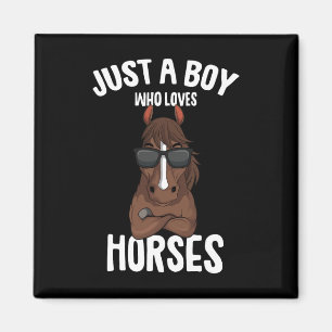 Just A Boy Who Loves Horses Equestrian Horseck Rid Magnet
