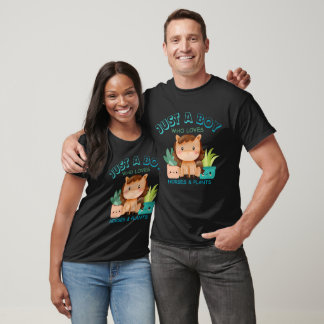 Just A Boy Who Loves Horses & Plants T-Shirt