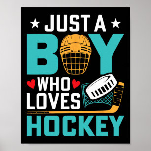 Just A Boy Who Loves Ice Hockey Player Fan Kids Yo Poster