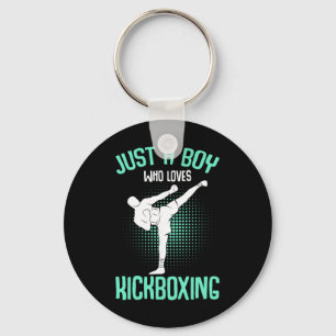 Just A Boy Who Loves Kickboxing Kickboxer Kids Boy Keychain