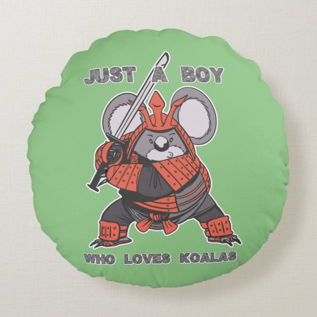 Just A Boy Who Loves Koalas Round Pillow (Front)