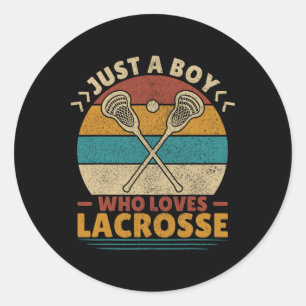 Just A Boy Who Loves Lacrosse Player Lax Lovers Bo Classic Round Sticker