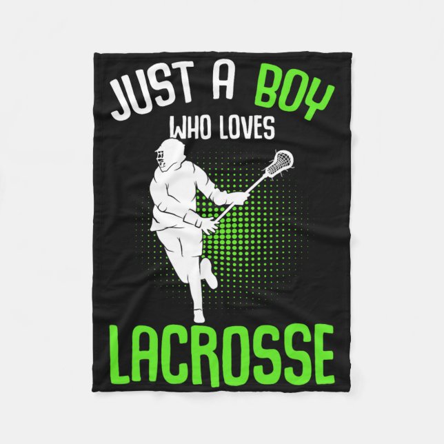 Just A Boy Who Loves Lacrosse Player Youth Men Boy Fleece Blanket (Front)