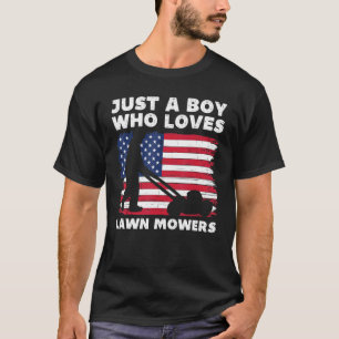 Just A Boy Who Loves Lawn Mowers Gardening Mowing T-Shirt