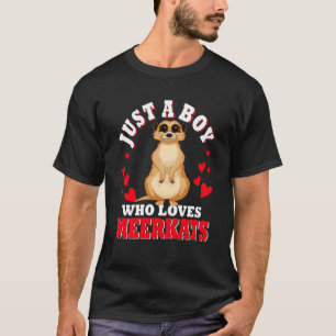 Just A Boy Who Loves Meerkats Valentine's Hearts C T-Shirt