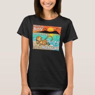 Just A Boy Who Loves Monkeys Mens Animal  Retro 1 T-Shirt