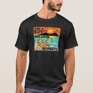 Just A Boy Who Loves Monkeys Mens Animal  Retro  3 T-Shirt