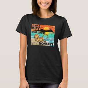 Just A Boy Who Loves Monkeys  Mens Animal    Retro T-Shirt