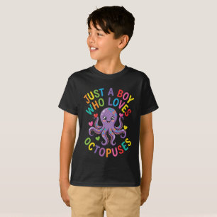 Just A Boy Who Loves Octopuses Cute Ocean Kid T-Shirt
