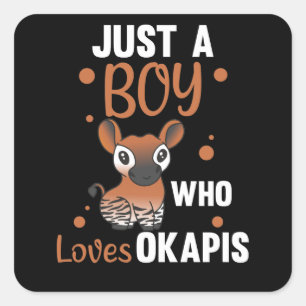 Just A Boy Who Loves Okapi - Cute Okapi Square Sticker