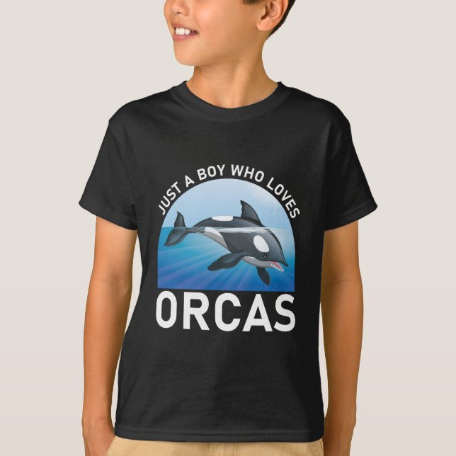 Just a Boy who loves Orcas Whales T-Shirt (Front)