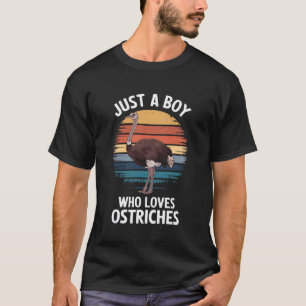 Just A Boy Who Loves Ostriches Bird Fan Boys Kids  T-Shirt