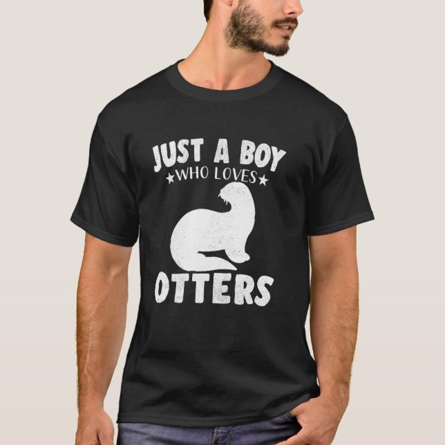 Just A Boy Who Loves Otters Animals T-Shirt (Front)
