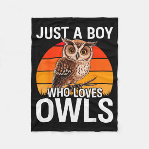 Just A Boy Who Loves Owls For Toddlers Boys Kids B Fleece Blanket