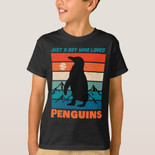 Just A Boy Who Loves Penguins - Retro Animal T-Shirt