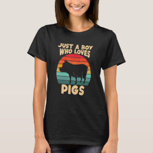Just a Boy who loves Pigs Harvest Farming Barn Cat T-Shirt