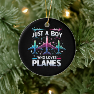 Just A Boy Who Loves Planes Ceramic Ornament