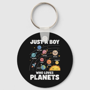 Just A Boy Who Loves Planets Solar System Science Keychain