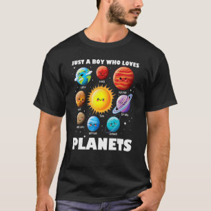 Just A Boy Who Loves Planets Solar System Space Sc T-Shirt
