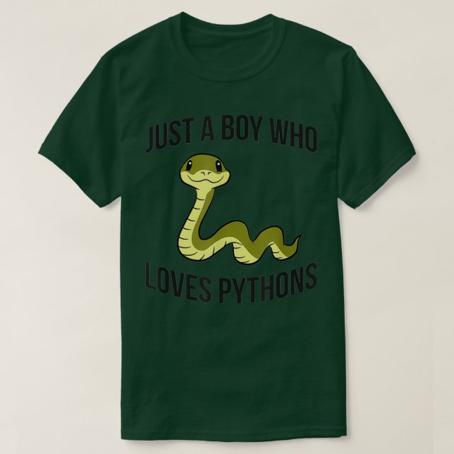 Just a Boy Who Loves Pythons Funny Python Snake Bo T-Shirt (Design Front)