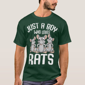 Just A Boy Who Loves Rats Kids Boys Rat Lover T-Shirt