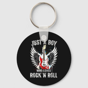 Just A Boy Who Loves Rock And Roll Rock Band Guita Keychain