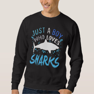 Just A Boy Who Loves Sharks Retro Style Vintage Sweatshirt