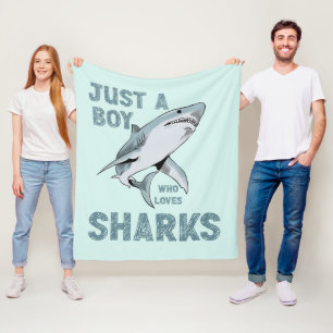 Just a boy who loves Sharks Shark Lover Fleece Blanket