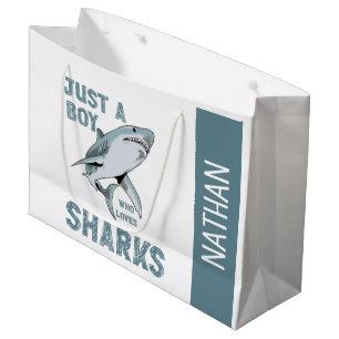 Just a boy who loves Sharks Shark Lover Large Gift Bag