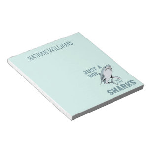 Just a boy who loves Sharks Shark Lover Notepad