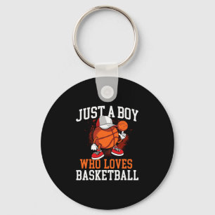 Just A Boy Who Loves Sketll - Player Hoops Keychain