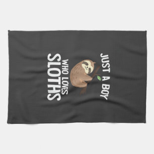 Just A Boy Who Loves Sloths Boys Toddler Sloth Lov Kitchen Towel