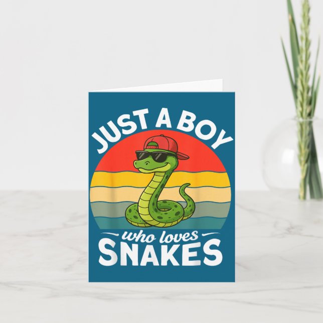 Just A Boy Who Loves Snakes Funny Snake Reptile Ki Card (Front)