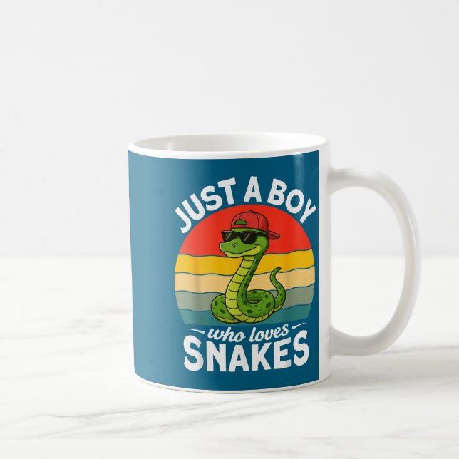 Just A Boy Who Loves Snakes Funny Snake Reptile Ki Coffee Mug (Right)