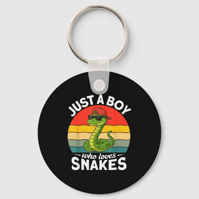 Just A Boy Who Loves Snakes Funny Snake Reptile Ki Keychain (Front)