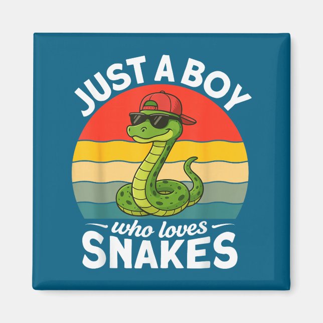 Just A Boy Who Loves Snakes Funny Snake Reptile Ki Magnet (Front)