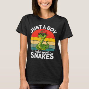 Just A Boy Who Loves Snakes Funny Snake Reptile Ki T-Shirt